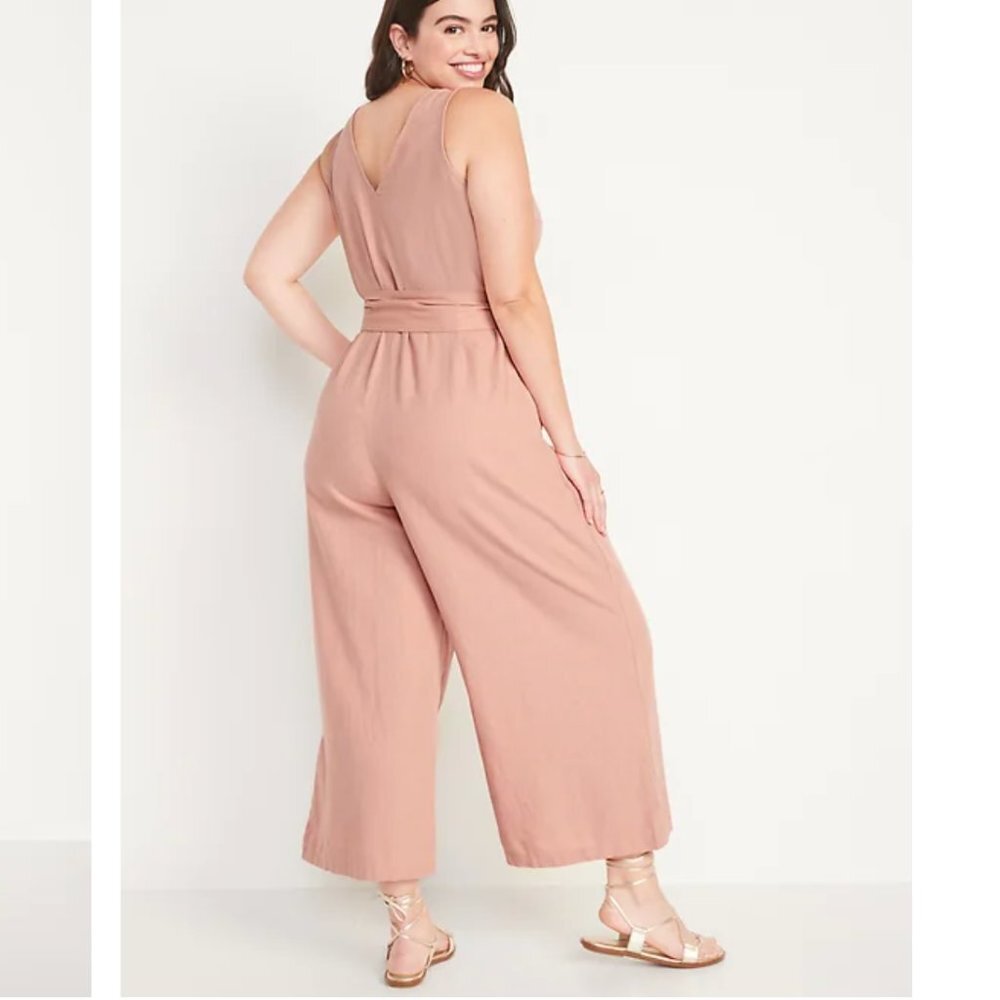 NWT Old Navy Cream Linen blend Jumpsuit - XL - Picture 2 of 3